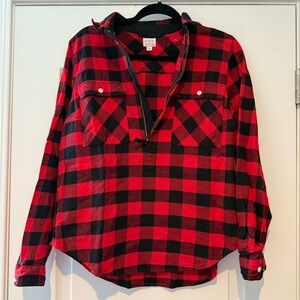 J. Crew Factory Red and Black Plaid Shirt